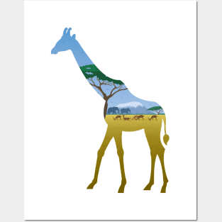 Giraffe Landscape Posters and Art